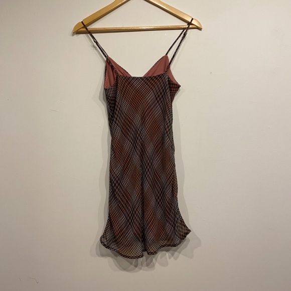 Urban Outfitters Plaid Pink Cinched V-Neck Bow Slip Mini Coquette Dress Size XS - Picture 5 of 5